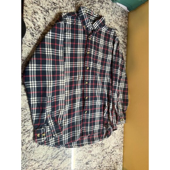 Vintage Hobbs Creek Men Shirt Large Long Plaid Button-Up Navy Red White Gorpcore - Picture 5 of 11